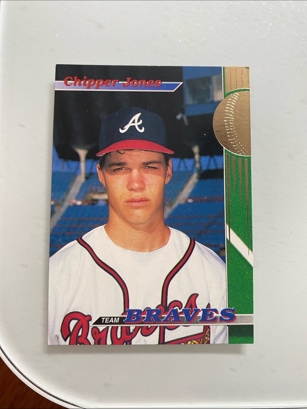 1993 Topps Atlanta Braves Chipper Jones Card - Green, Yellow & Red